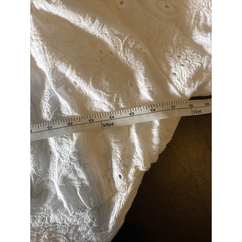 En Saison Womens Medium White Eyelet Puff-Sleeve Mini Dress Open Tie Back - Picture 7 of 9